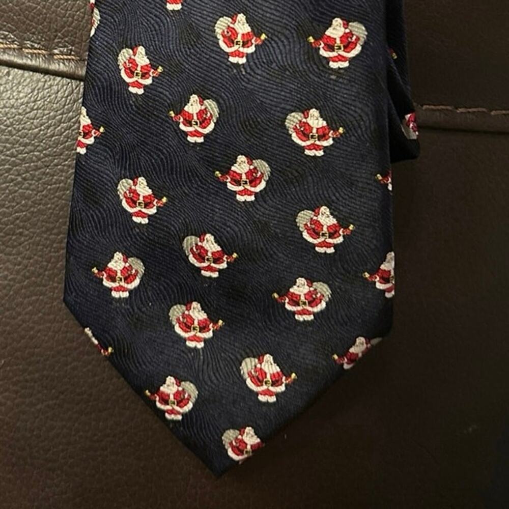 Cape Cod Christmas Preppy Silk Foulard Necktie Santa Claus Holiday Party Tie